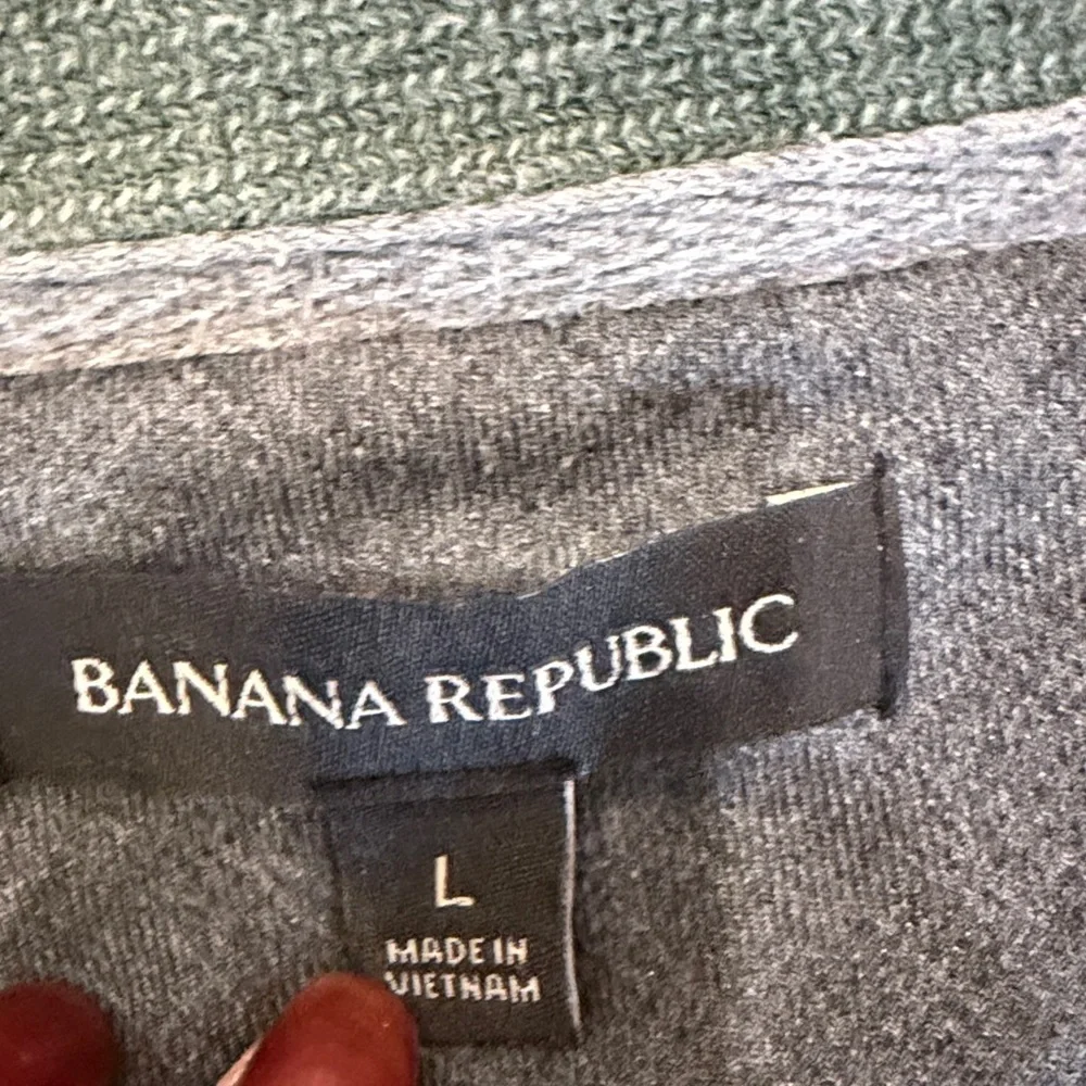 Banana Republic Men's Green Zip-Front Knit Pullover with Dark Trim